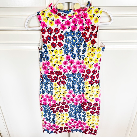 Talbots Women’s Neon Bright Colored Floral Eyelet Cotton Ruffle Sleeveless Dress - Picture 8 of 9